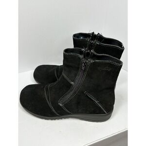 Martino Women 9M Black Suede Zip Ankle Boots Flat Comfort Casual